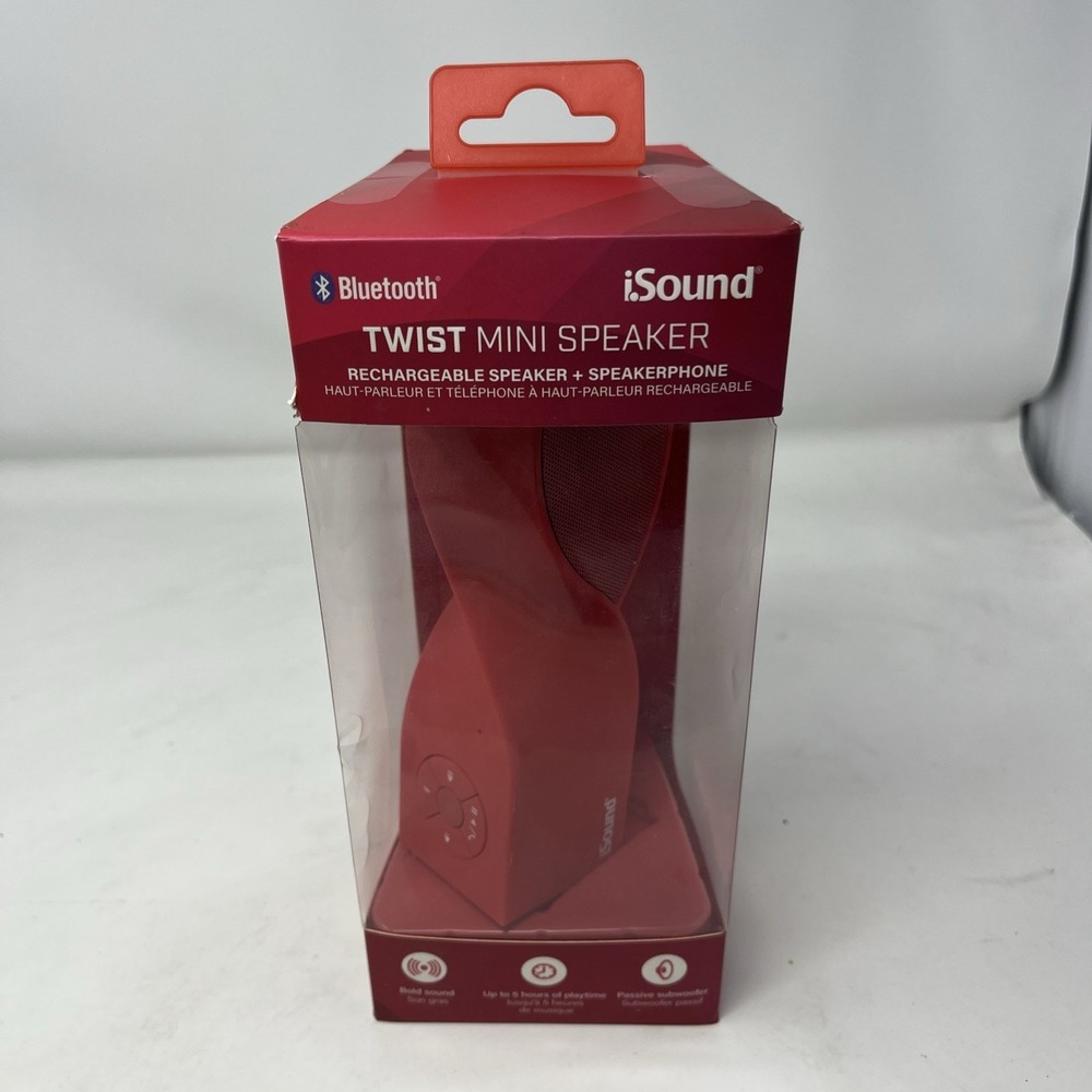 iSound Bluetooth Twist Mini Speaker Red Bold Sound Rechargeable New Sealed